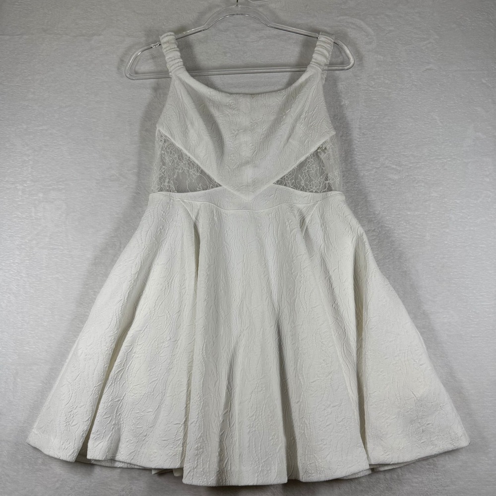 Free People OB1857981 Optic White Lace Cutout Fit & Flare Mini Dress M‎